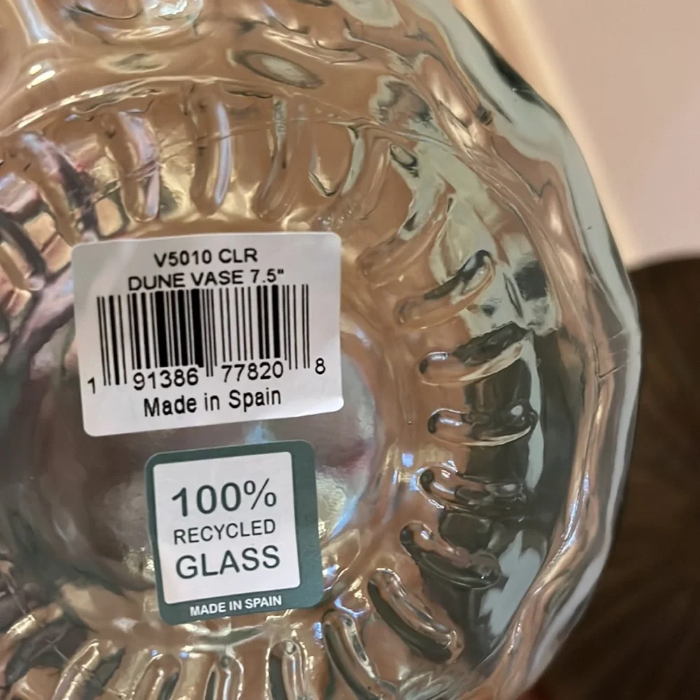 Dune Round Recycled Dimpled Glass Vase, 7.5